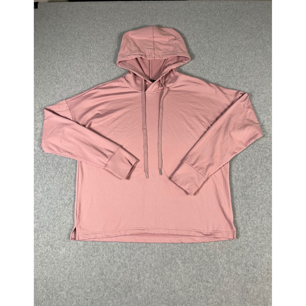 Bebe Sport Womens Pink Long Sleeve Hooded Top Thumbhole Cuffs Size M